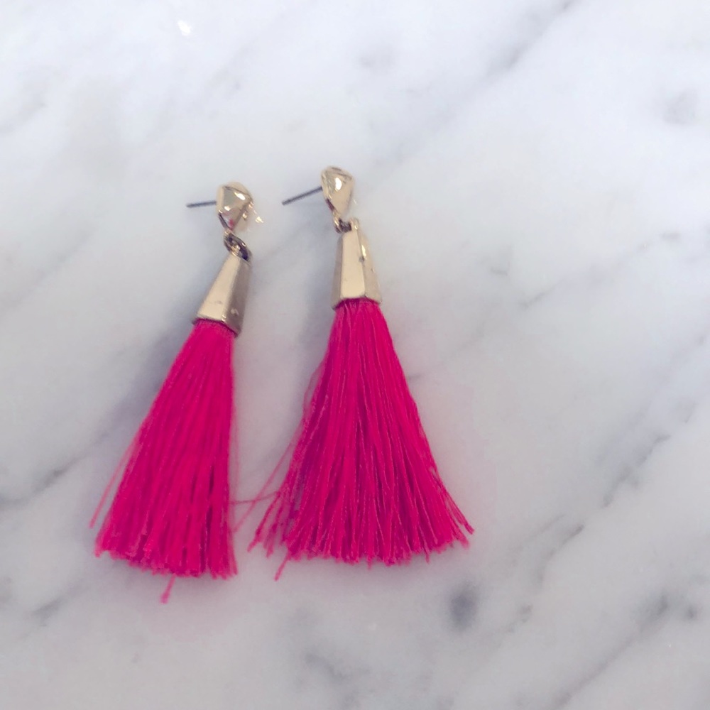 Pink tassel earrings